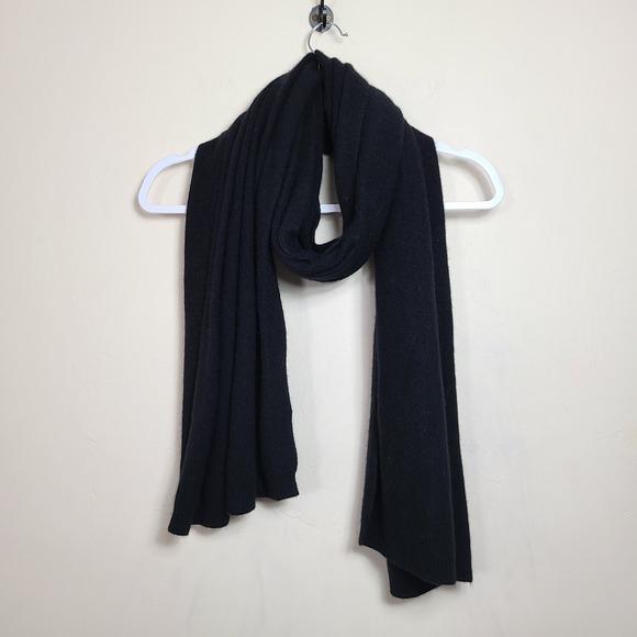 Theory Black 100% Cashmere Oversized Scarf Winter Minimalist Quiet Lux Old Money - Picture 1 of 13